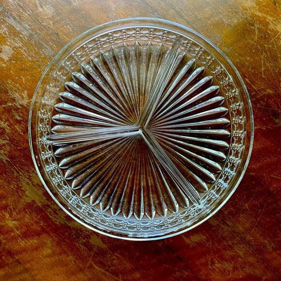 Vintage Pressed Glass Button Pattern Divided Dish - Picture 1 of 5